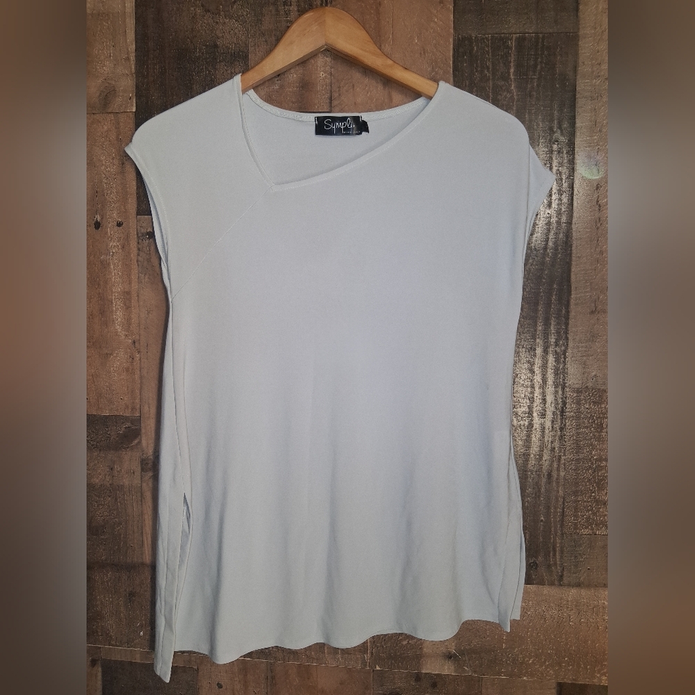 Sympli Gray Asymmetrical Sleeveless Top Size 4 Womens